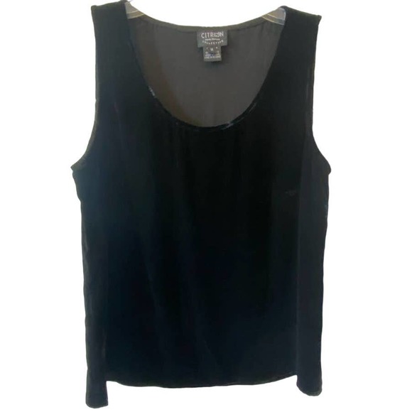 Citron Santa Monica Velvet Black Tank Top Silk Blend Size Medium - Picture 3 of 9